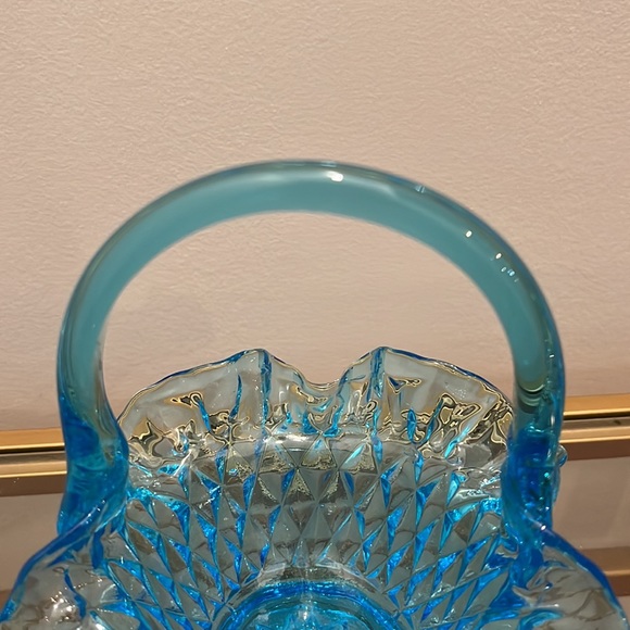 Small Blue Glass Basket Vintage - Picture 6 of 8